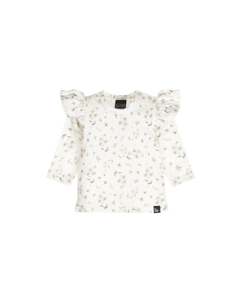 Ruffle longsleeve cream flowers (off white)