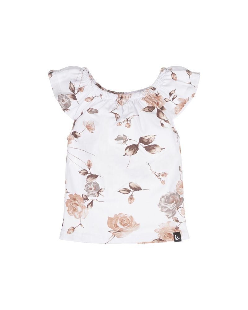 Loose fit ruffle top roses