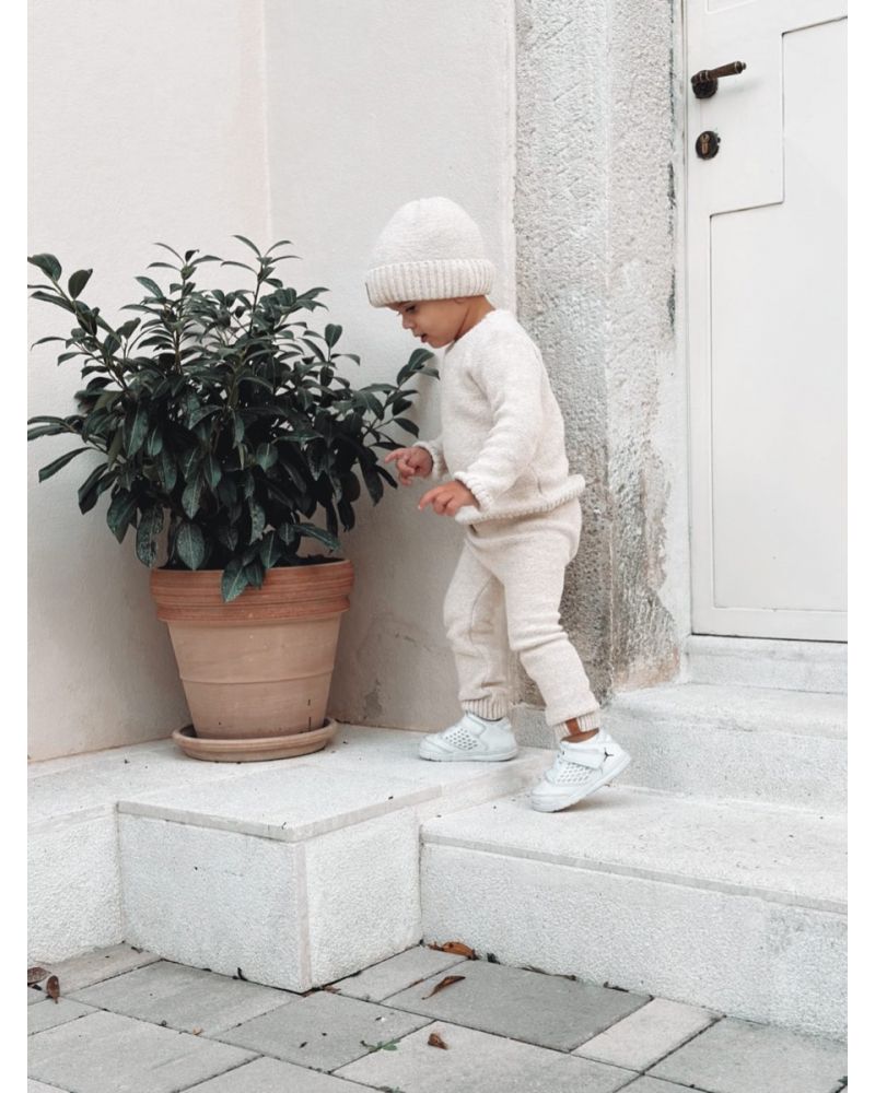 Boucle knitted pants sand