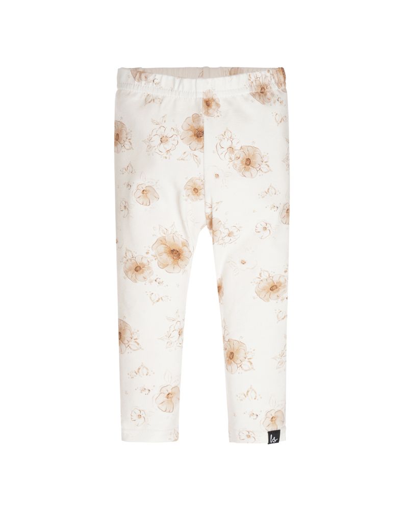 Legging rib floral brown off-white