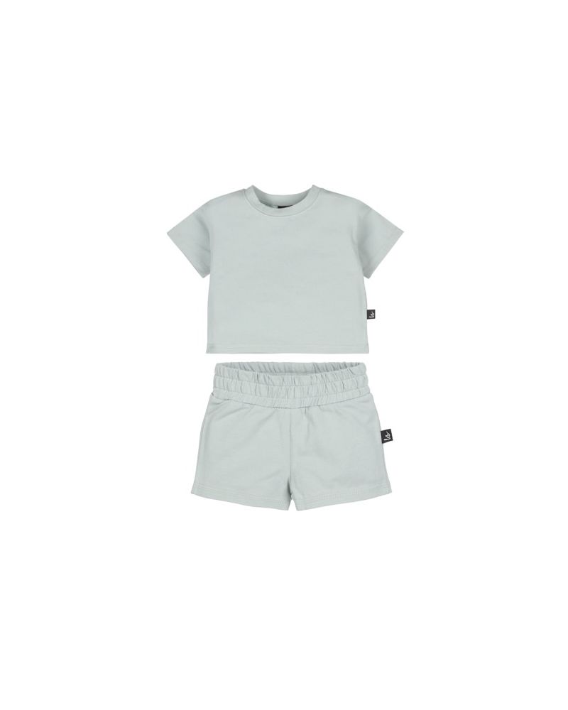 Outfit blue with visible stitches