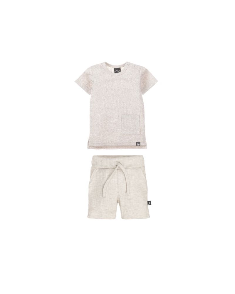 Outfit rib jersey with pockets gemeleerd sand