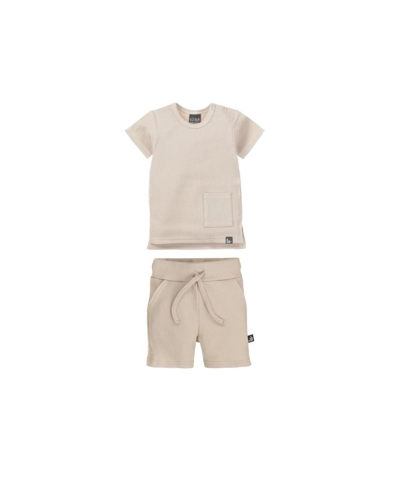 Outfit rib jersey with pockets beige
