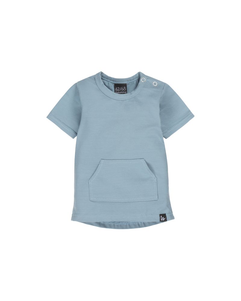 Pocket t-shirt dusty blue (rounded back)
