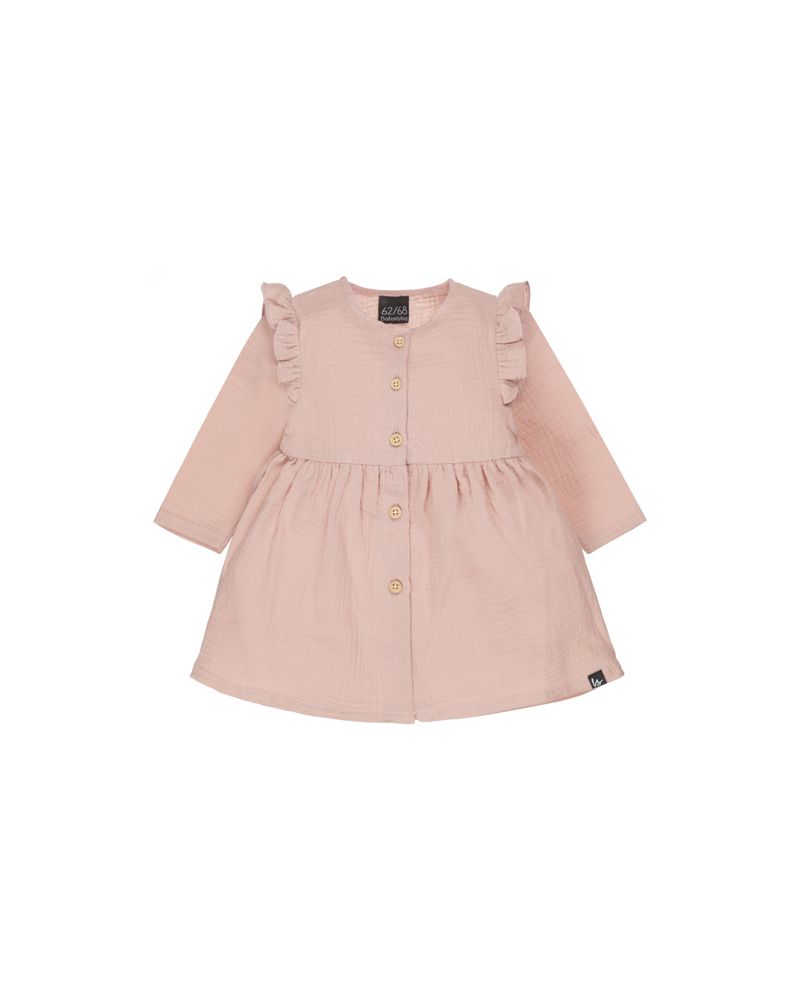 Ruffle button dress linnen (dusty pink)