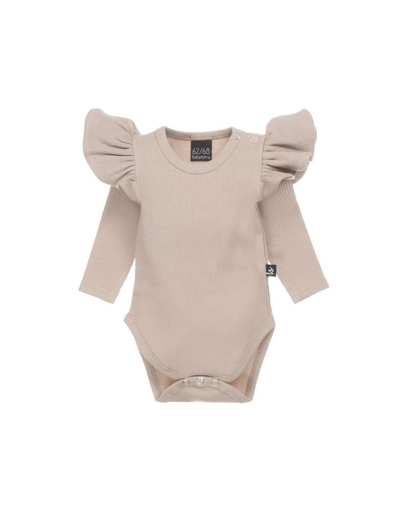 Ruffle romper rib (beige)