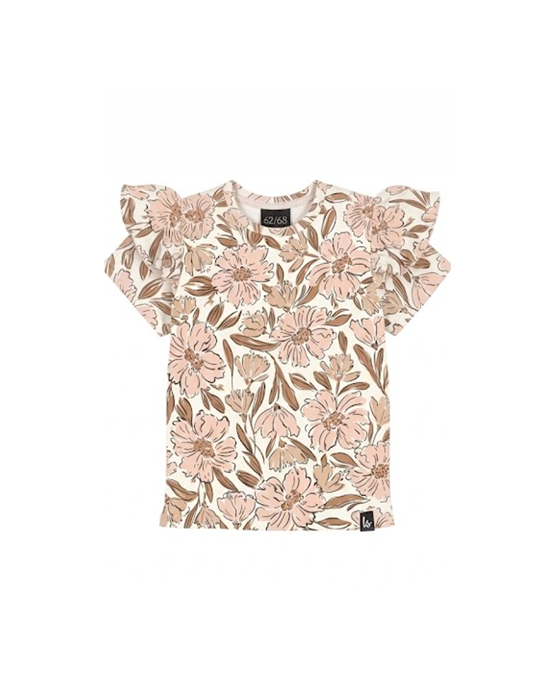 Ruffle t-shirt blooms peach pink