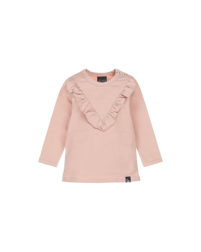 V-shape ruffle longsleeve oudroze